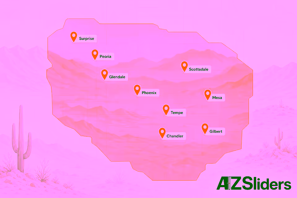 AZSliders Phoenix Metro sliding glass door repair service area map